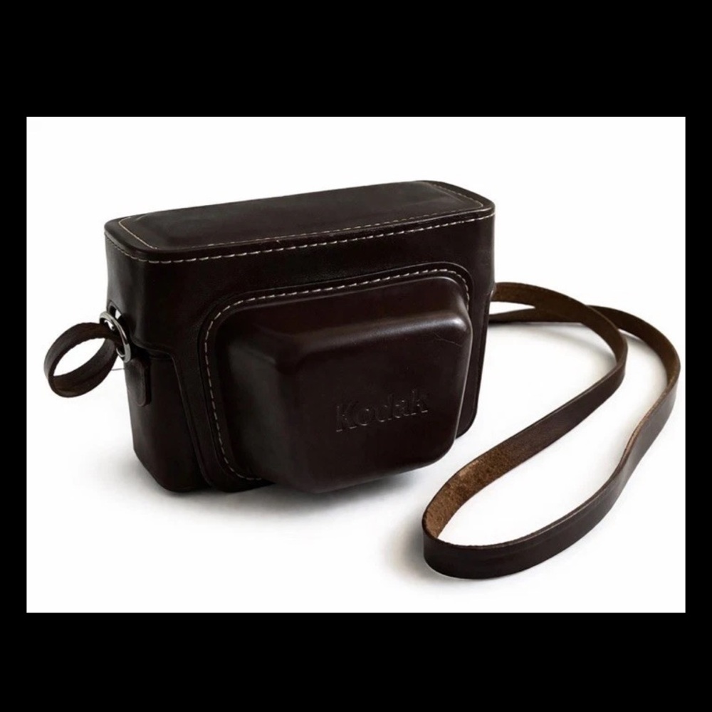 Vintage Kodak Dark Brown Leather Camera Bag with Strap